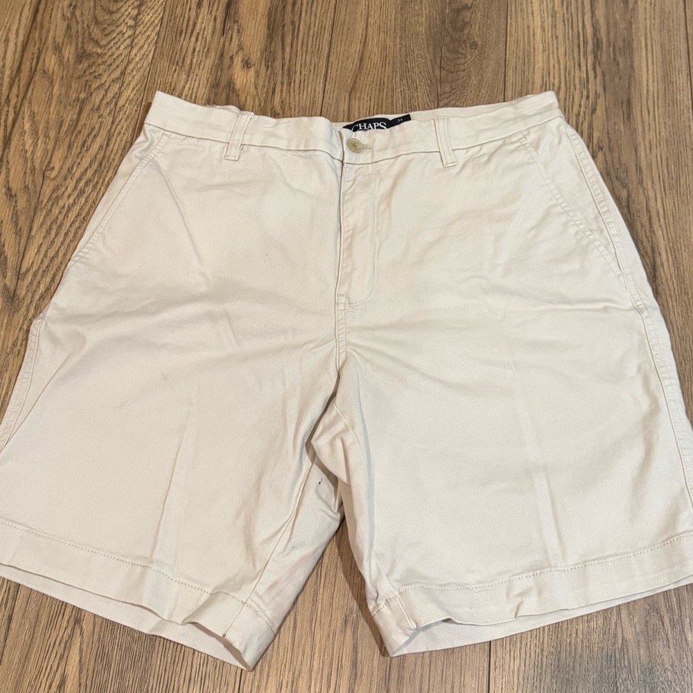 Chaps Cream Flat Front Men's Shorts